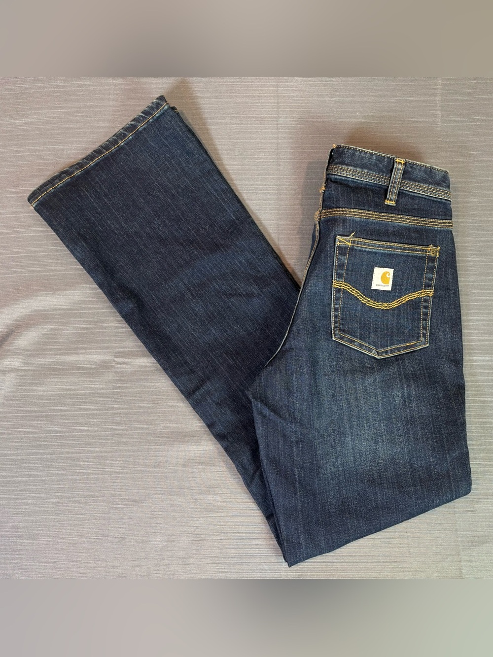 Carhartt Original Fit Bootcut Jeans Dark Wash Stretch Women’s 4 Tall